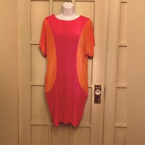 Ellen Tracy Orange Pink Dress Size Medium